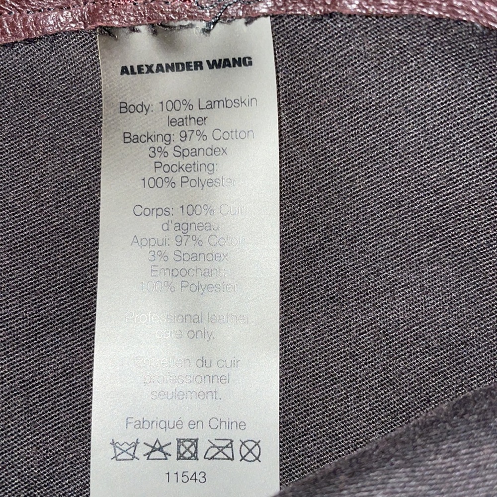 Alexander wang lamb skin leather pants burgundy size 6 brand new - Picture 2 of 7